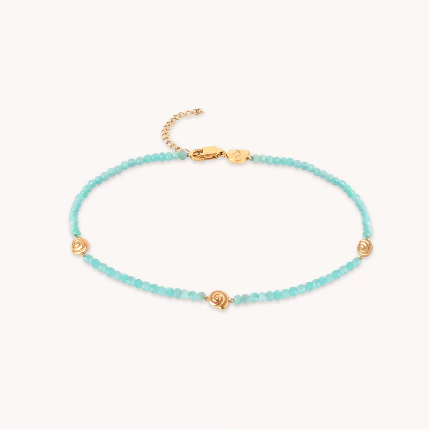 Astrid & Miyu Amazonite Shell Anklet In Gold 18K Gold Plated Sterling Silver Clearance