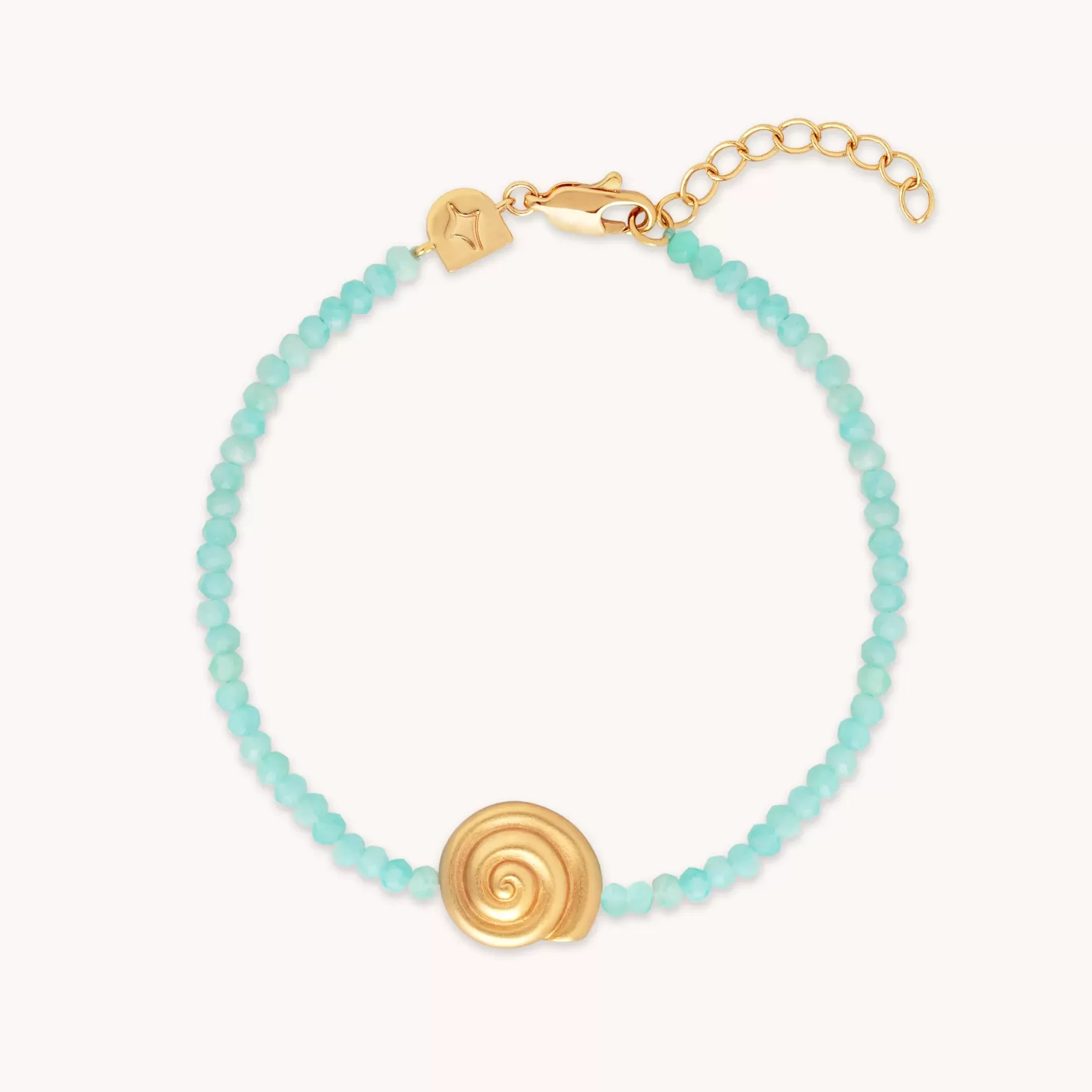 Astrid & Miyu Amazonite Shell Charm Bracelet In Gold 18K Gold Plated Clearance