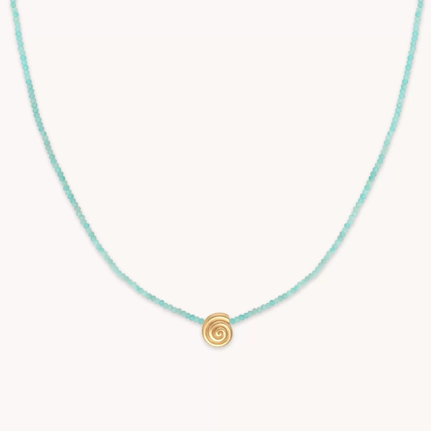 Astrid & Miyu Amazonite Shell Pendant Necklace In Gold 18K Gold Plated Clearance