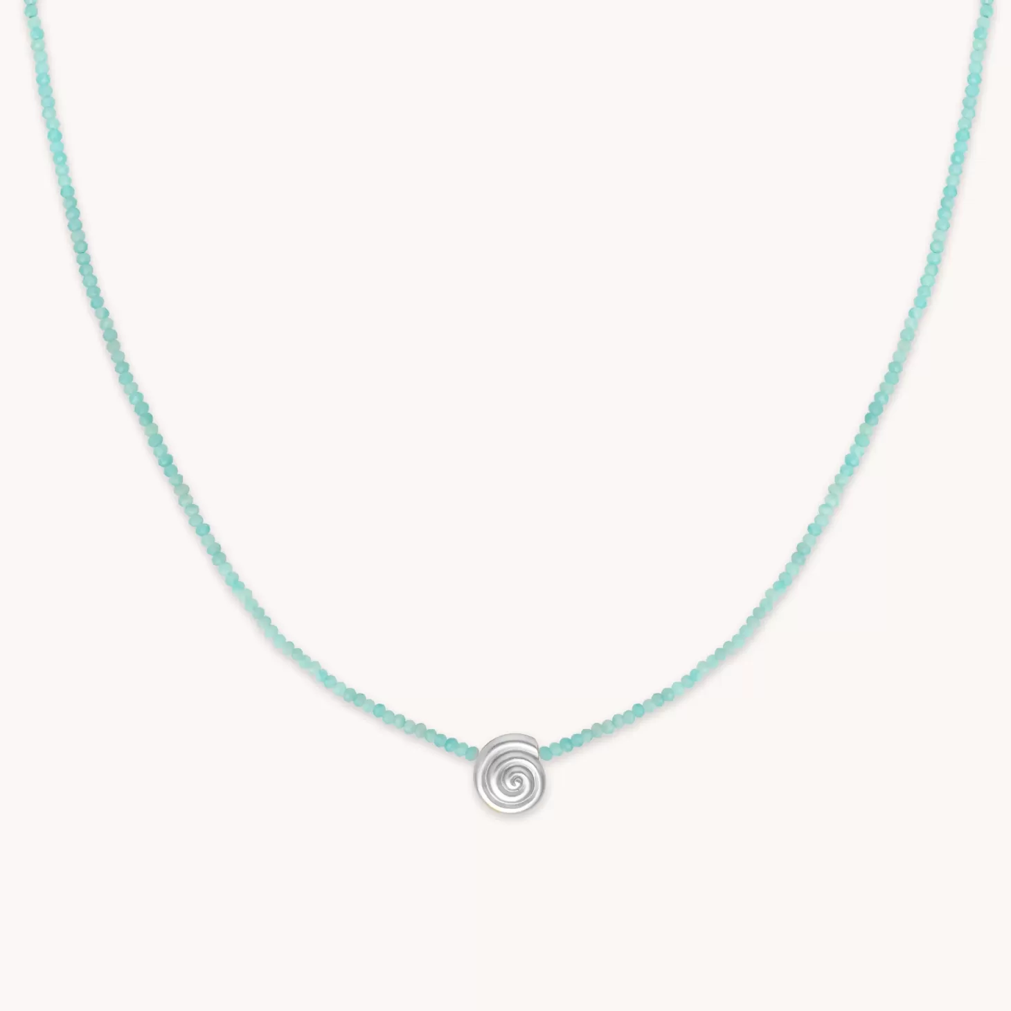 Astrid & Miyu Amazonite Shell Pendant Necklace In Silver Rhodium Plated Outlet