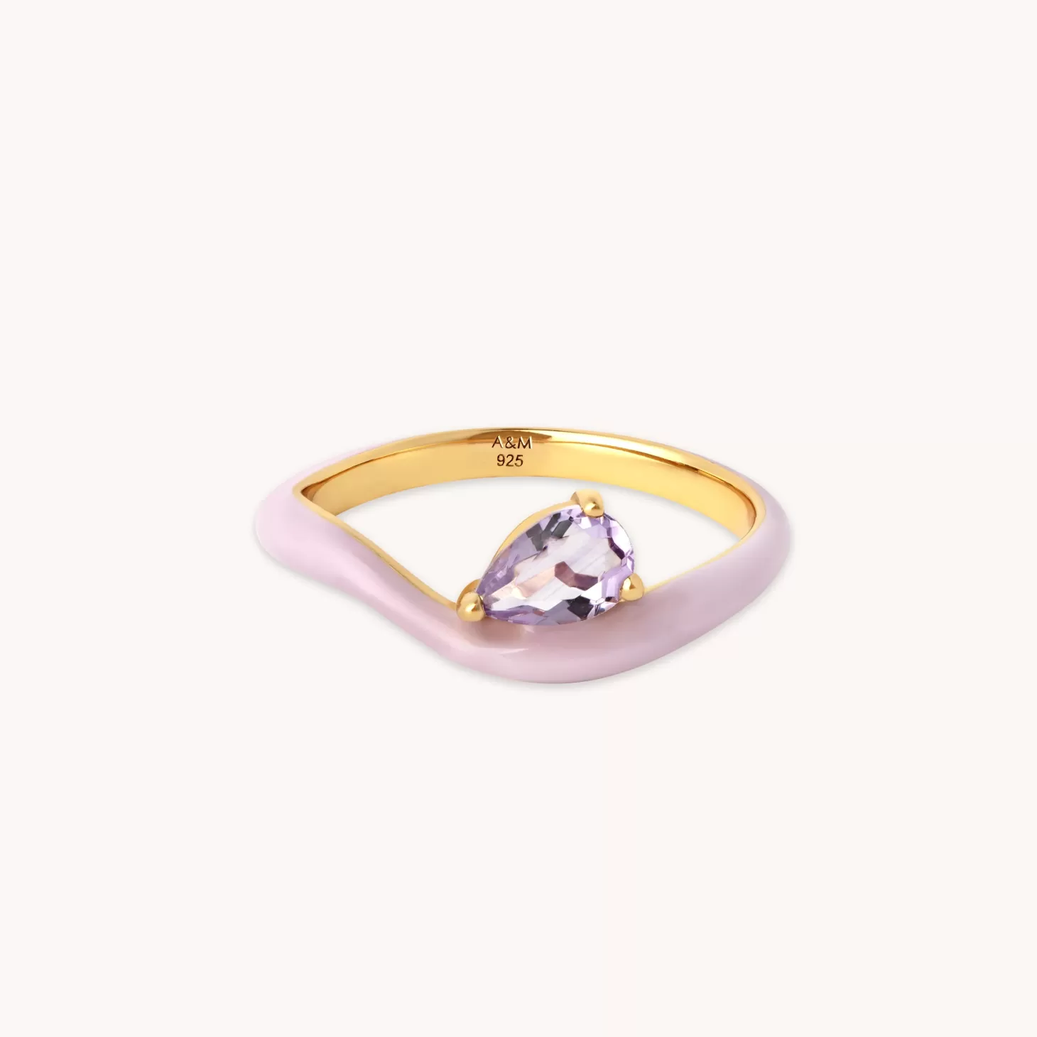 Astrid & Miyu Amethyst Enamel Wave Ring In Gold 18K Gold Plated Sterling Silver Store