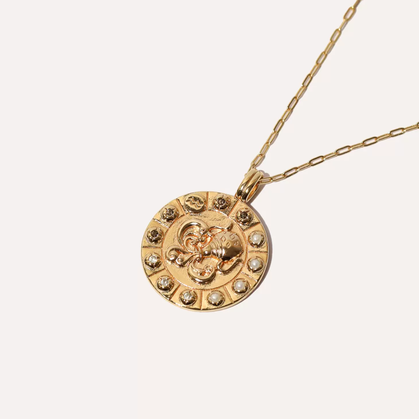 Astrid & Miyu Aquarius Bold Zodiac Pendant Necklace In Gold 18K Gold Plated Sterling Silver Discount