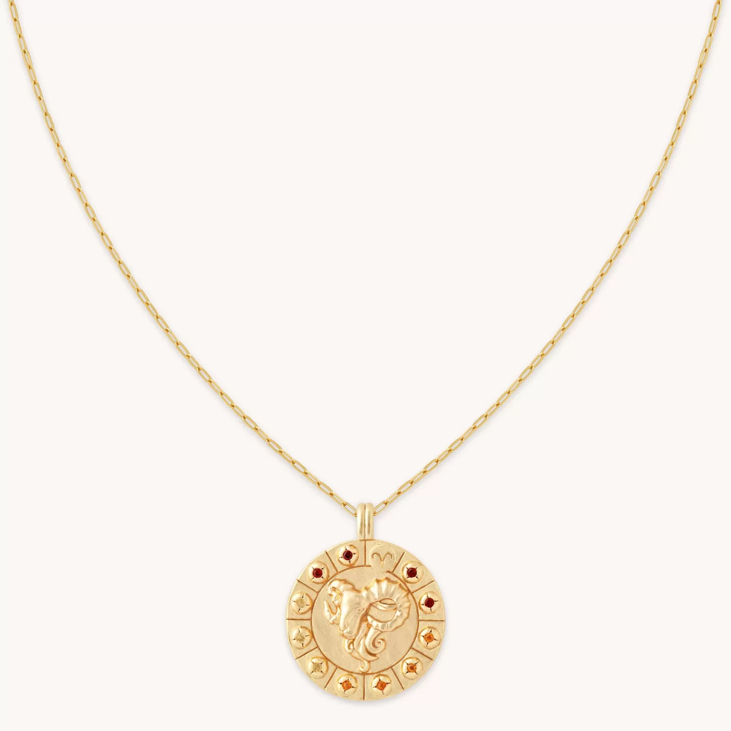 Astrid & Miyu Aries Bold Zodiac Pendant Necklace In Gold 18K Gold Plated Sterling Silver Sale