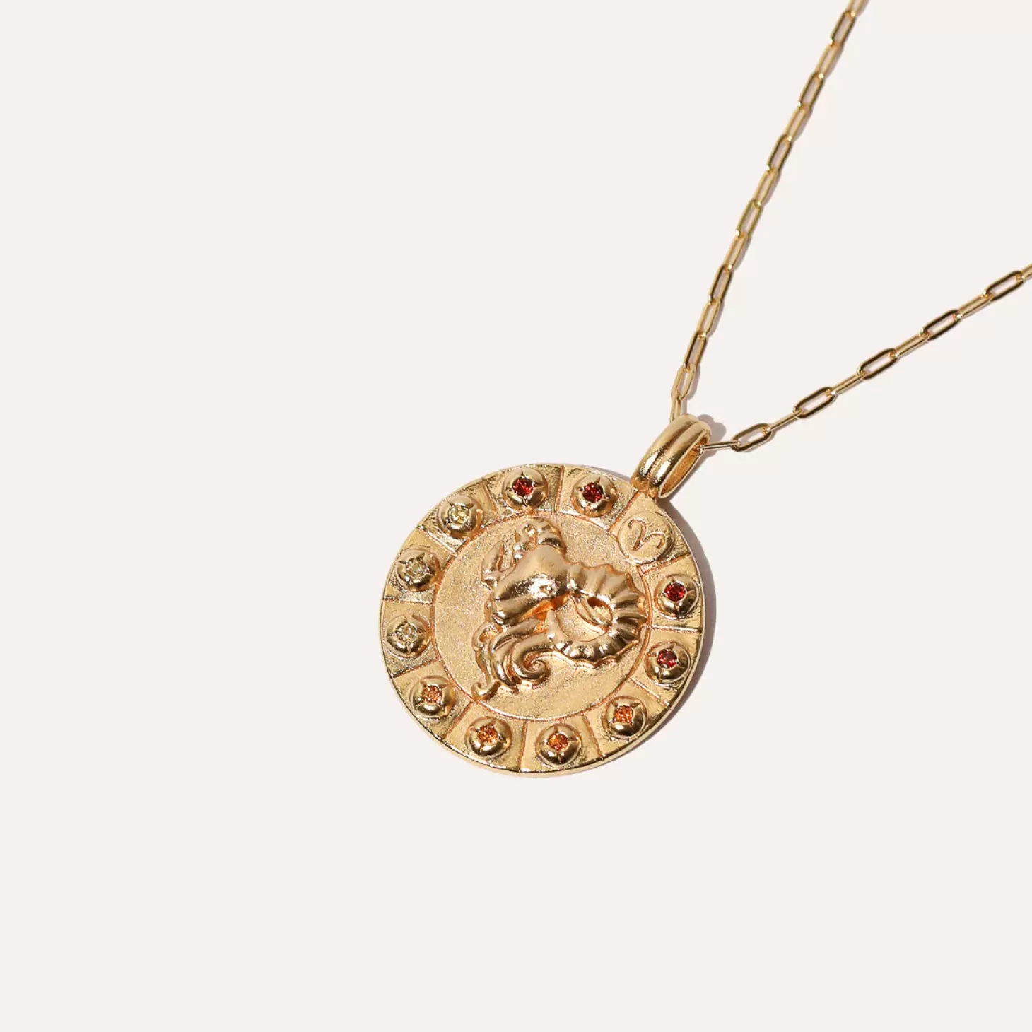 Astrid & Miyu Aries Bold Zodiac Pendant Necklace In Gold 18K Gold Plated Sterling Silver Sale