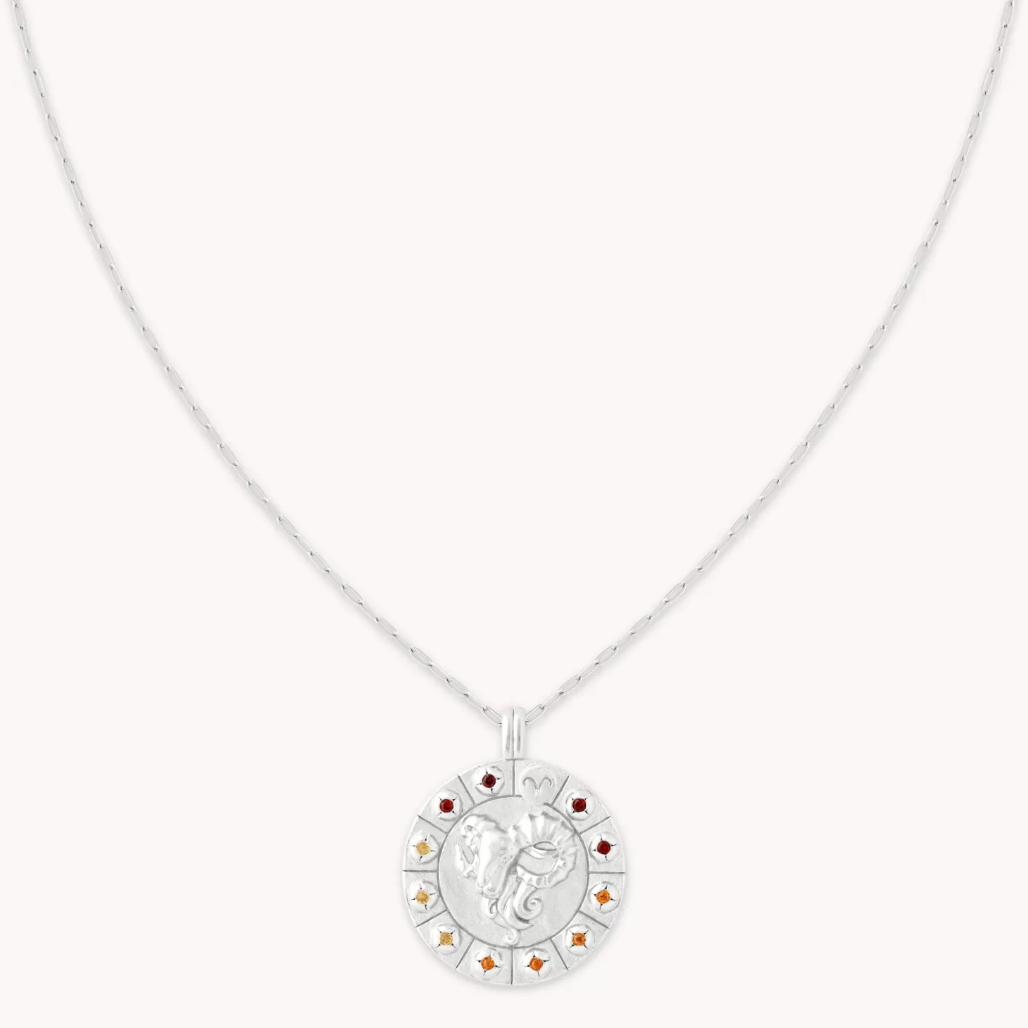 Astrid & Miyu Aries Bold Zodiac Pendant Necklace In Silver Rhodium Plated Sterling Silver Fashion