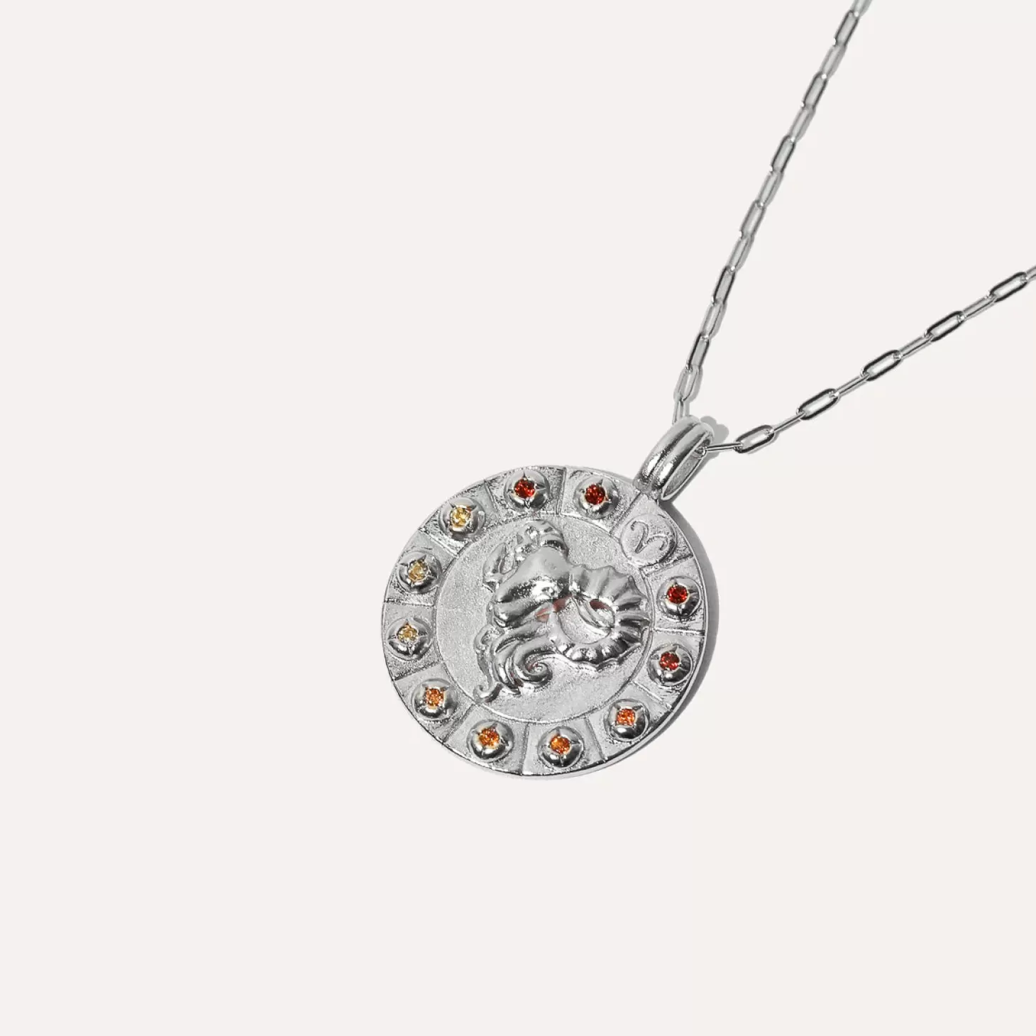 Astrid & Miyu Aries Bold Zodiac Pendant Necklace In Silver Rhodium Plated Sterling Silver Fashion