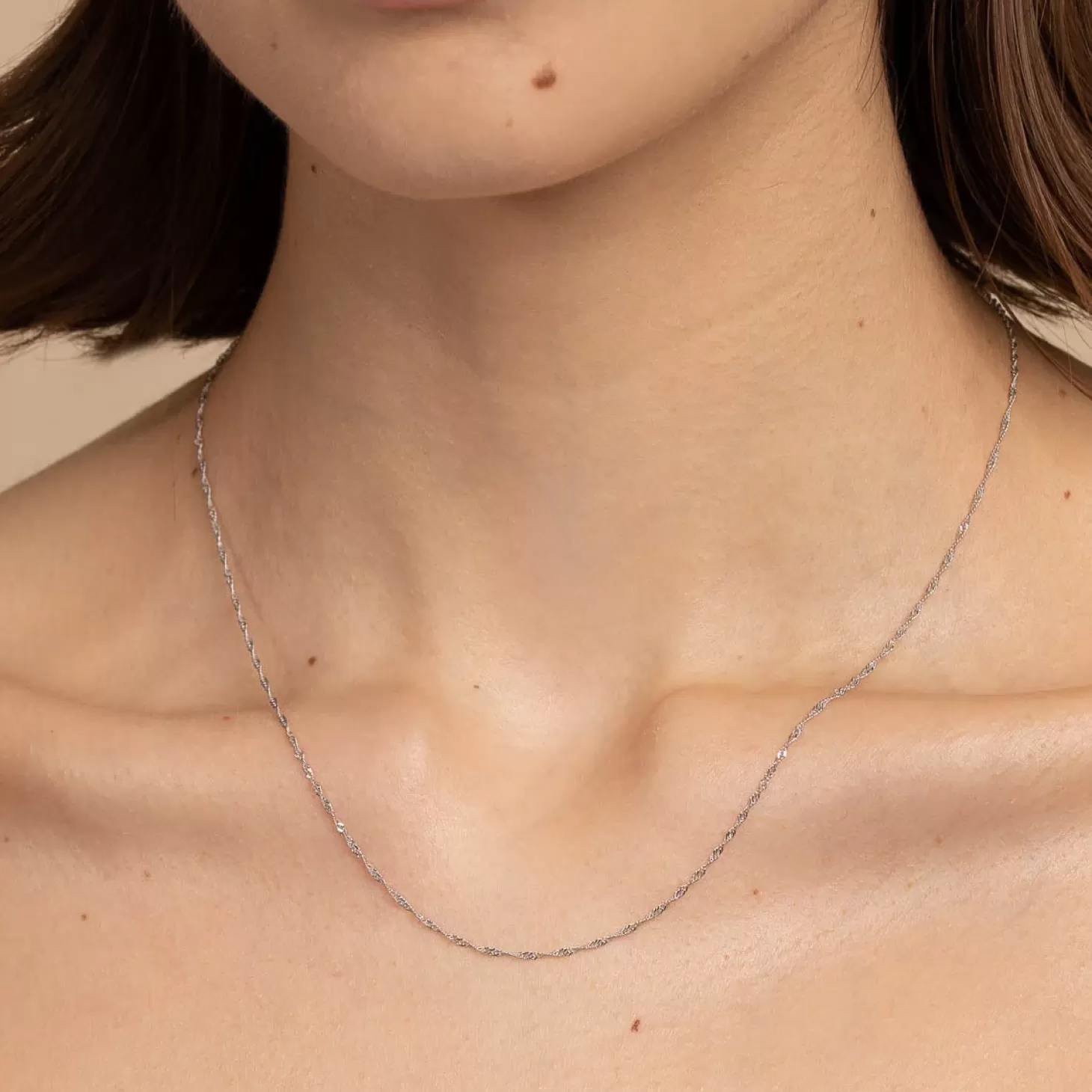 Astrid & Miyu Astrid Chain Necklace In Solid White Gold 9K White Gold Hot