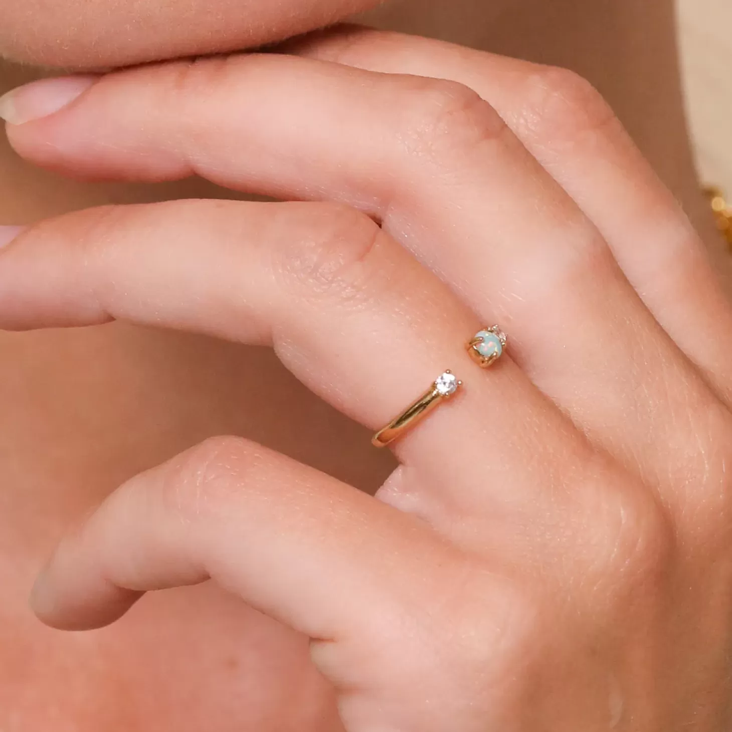 Astrid & Miyu Aura Opal Ring In Gold 18K Gold Plated Sterling Silver Online