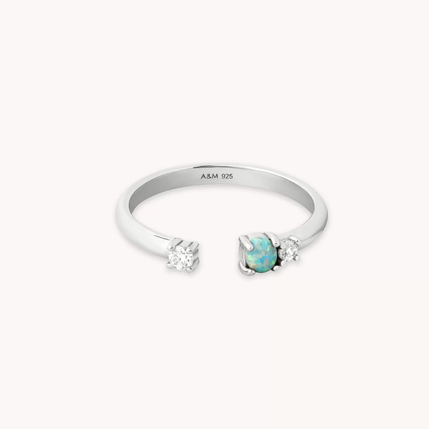 Astrid & Miyu Aura Opal Ring In Silver Rhodium Plated Sterling Silver Hot