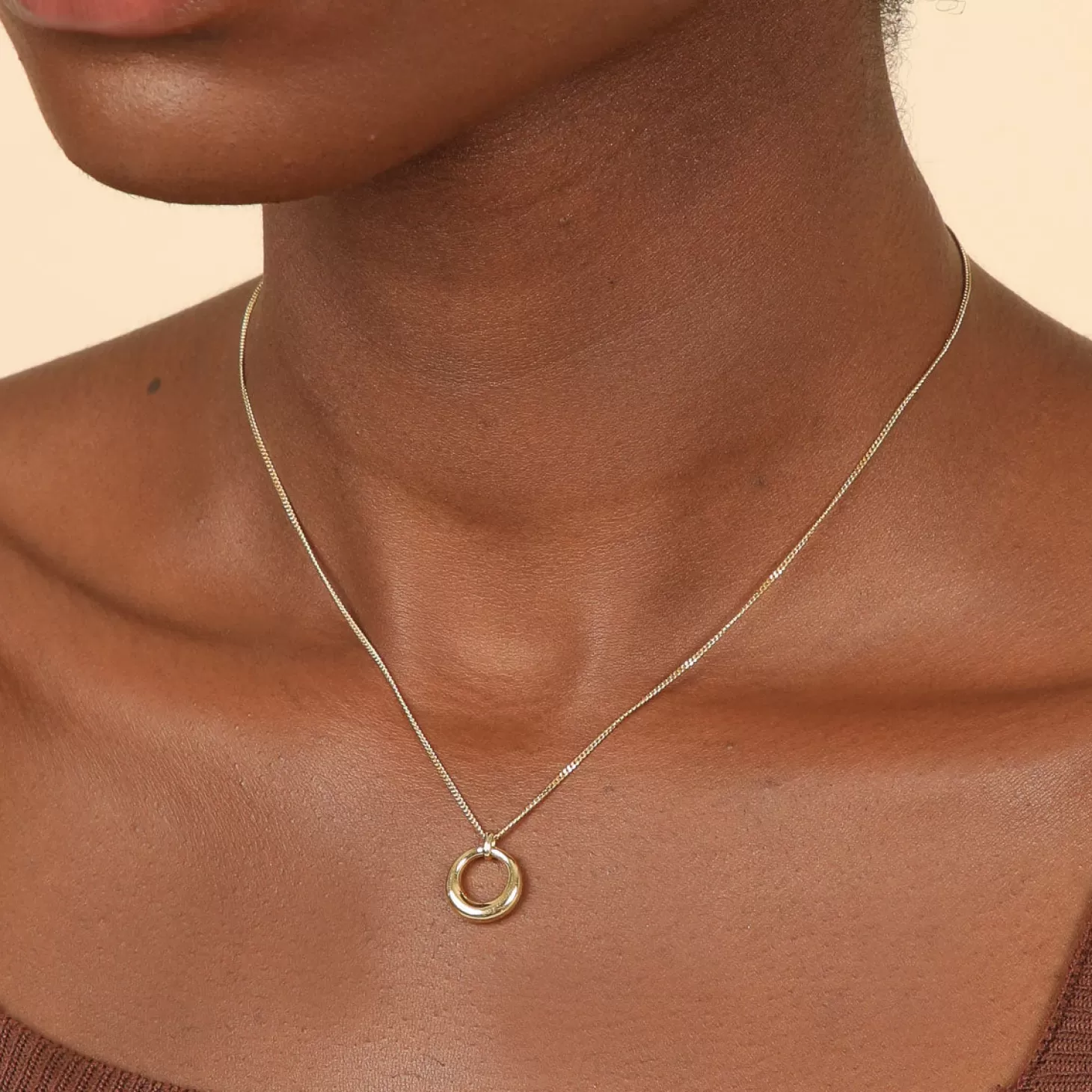 Astrid & Miyu Bold Halo Pendant Necklace In Gold 18K Gold Plated Sterling Silver Flash Sale