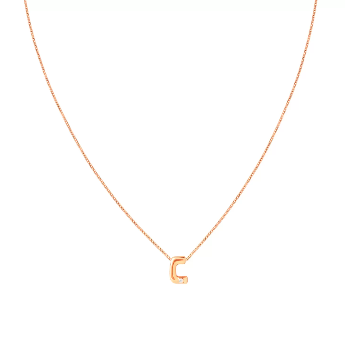 Astrid & Miyu C Initial Pendant Necklace In Rose Gold 18K Rose Gold Plated Sterling Silver Cheap