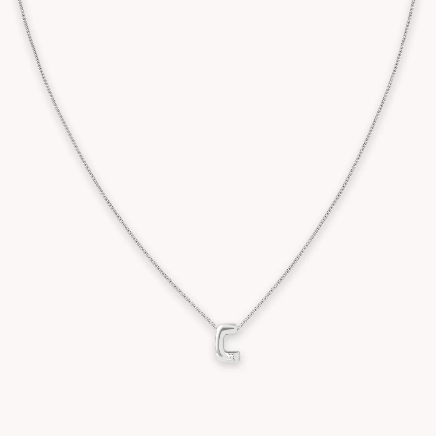Astrid & Miyu C Initial Pendant Necklace In Silver Rhodium Plated Sterling Silver Best