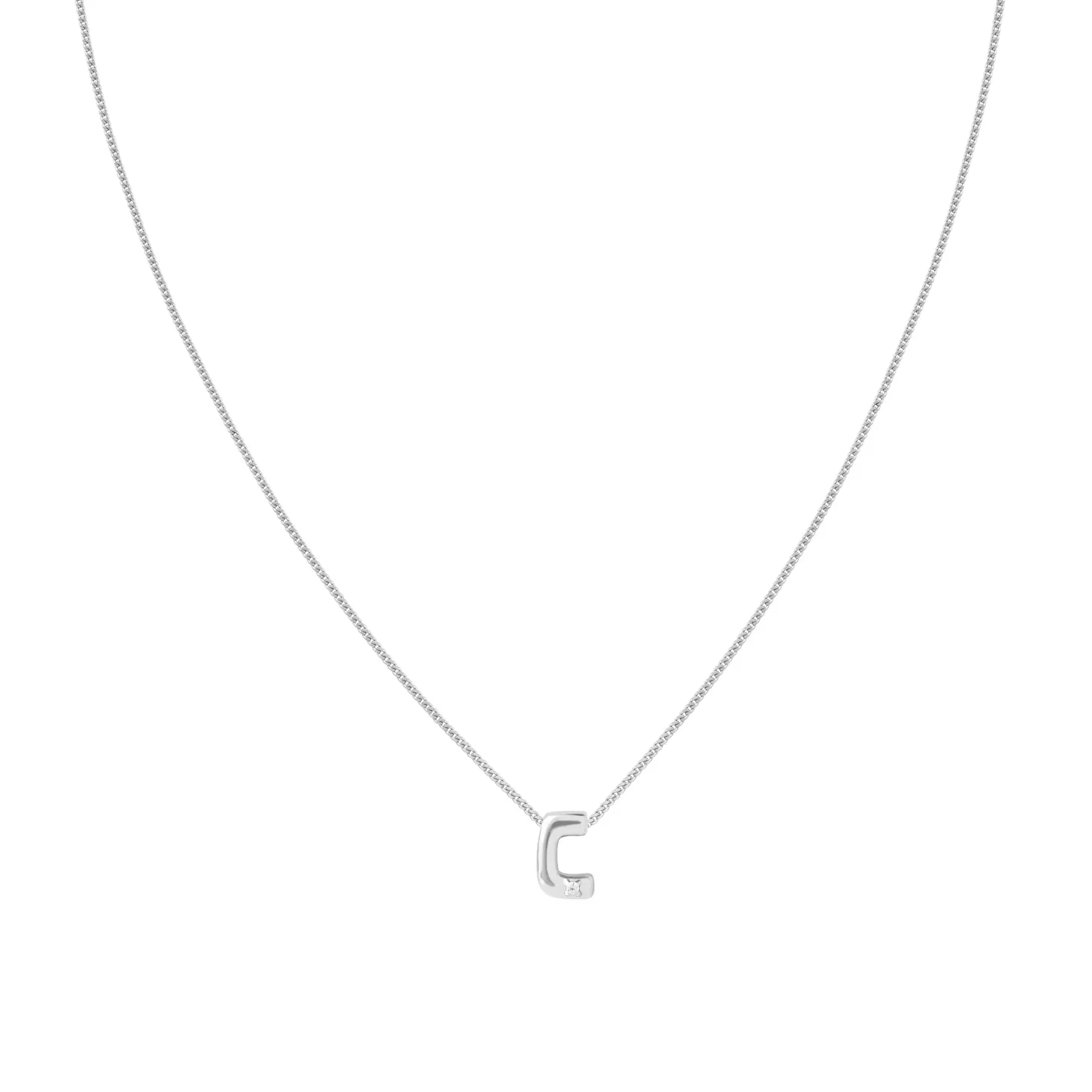 Astrid & Miyu C Initial Pendant Necklace In Silver Rhodium Plated Sterling Silver Best
