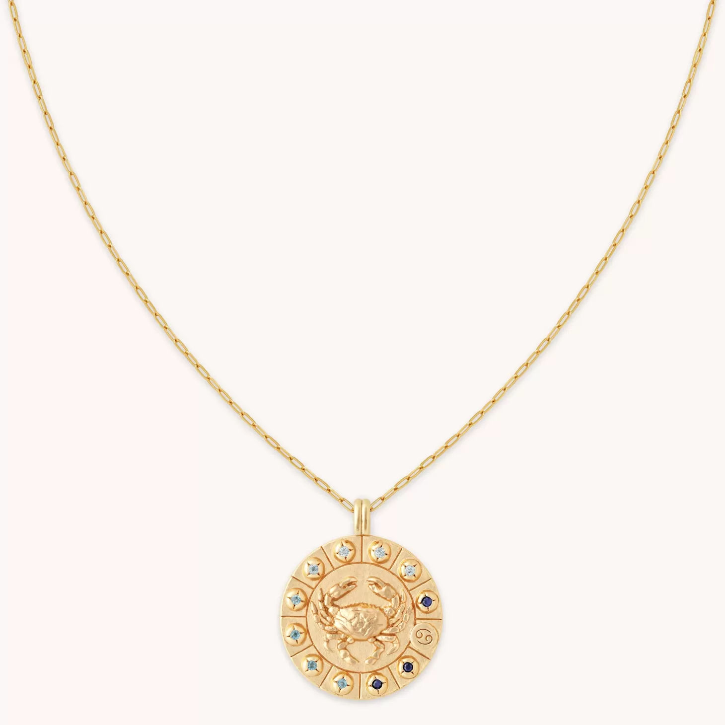 Astrid & Miyu Cancer Bold Zodiac Pendant Necklace In Gold 18K Gold Plated Sterling Silver Sale