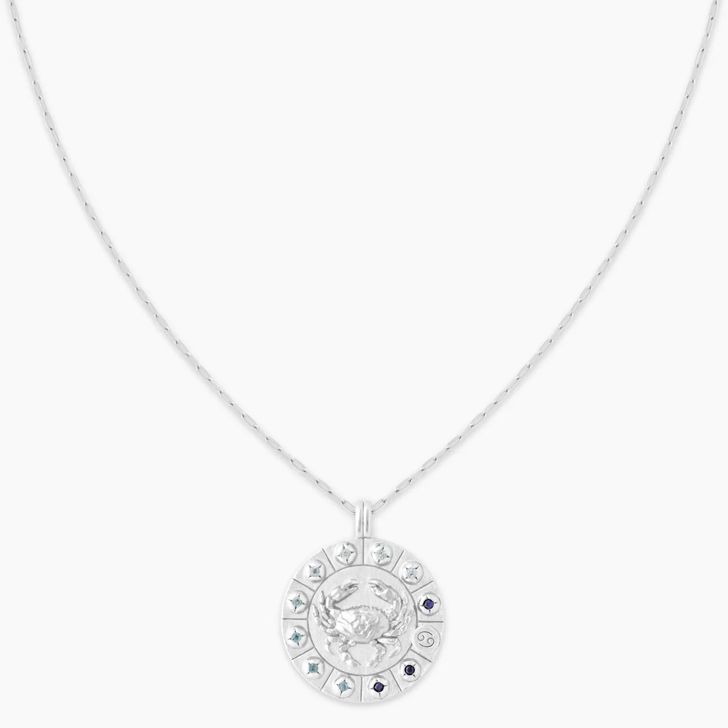 Astrid & Miyu Cancer Bold Zodiac Pendant Necklace In Silver Rhodium Plated Sterling Silver Cheap