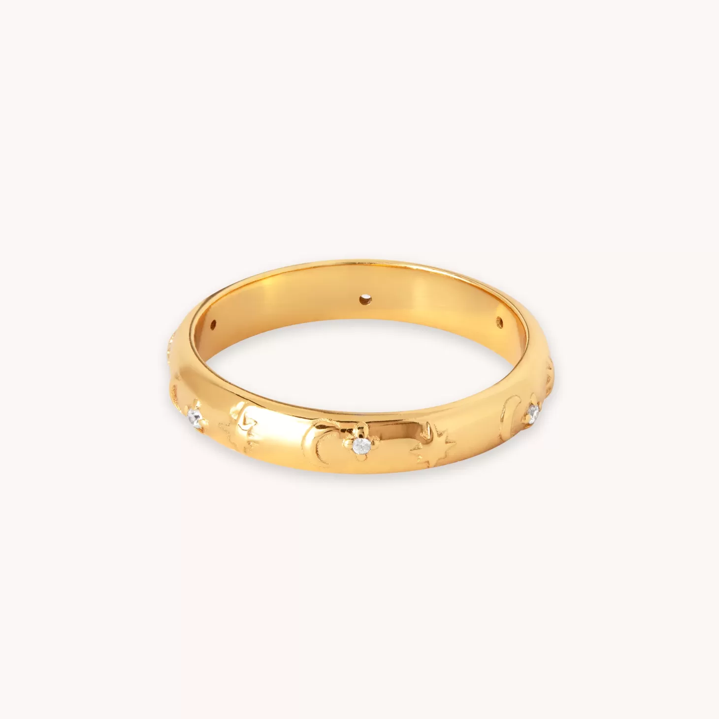 Astrid & Miyu Celestial Band Ring In Gold 18K Gold Plated Sterling Silver Fashion