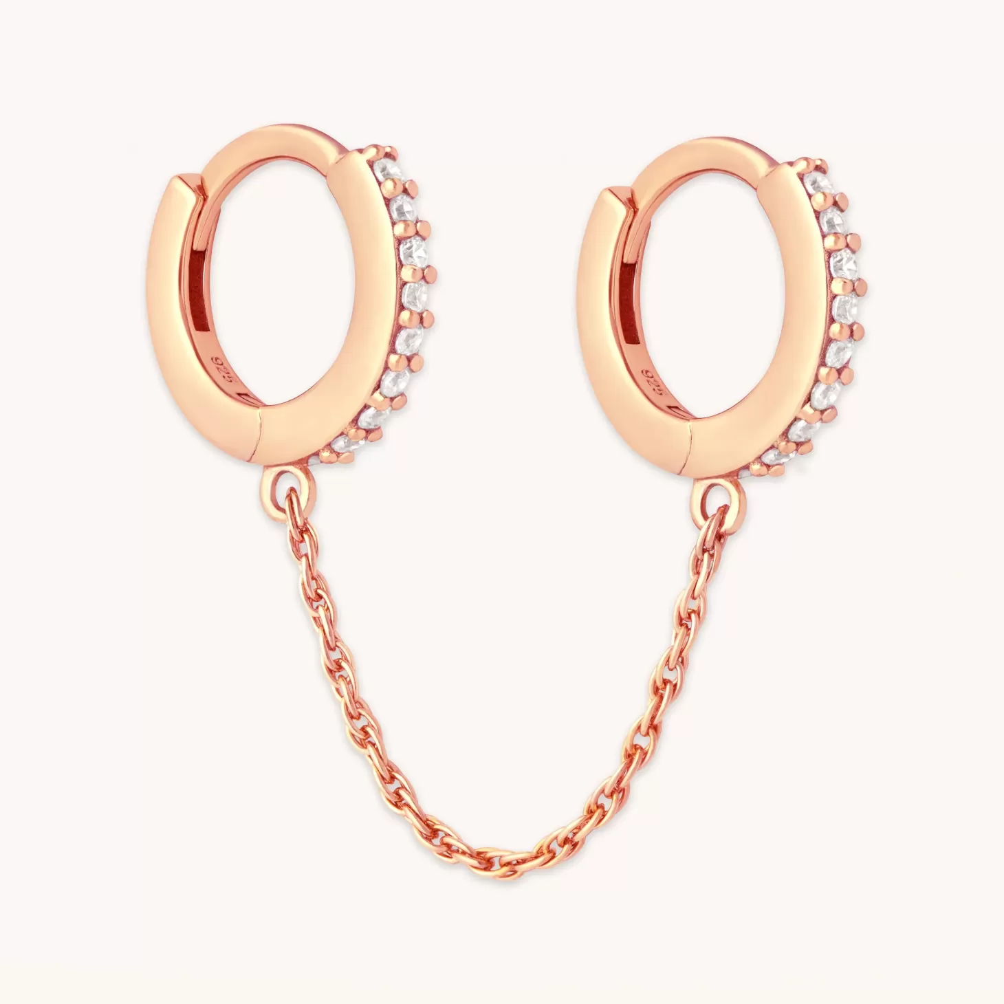 Astrid & Miyu Chain Link Huggies In Rose Gold 18K Rose Gold Plated Sterling Silver Store
