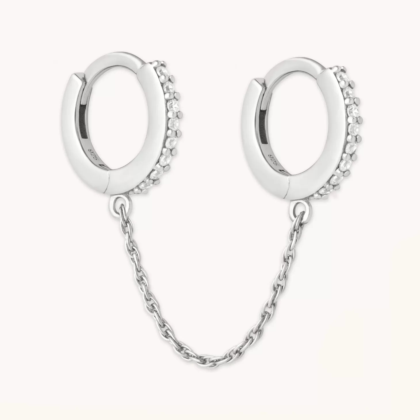 Astrid & Miyu Chain Link Huggies In Silver Rhodium Plated Sterling Silver Best Sale