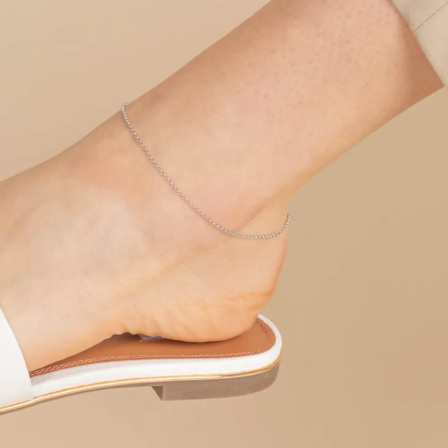Astrid & Miyu Chelsea Chain Anklet In Solid White Gold 9K White Gold Shop