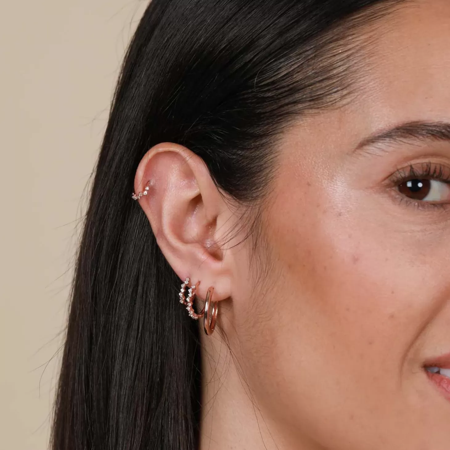 Astrid & Miyu Cluster Hoop 6.5Mm In Rose Gold 18K Rose Gold Plated Sterling Silver Hot