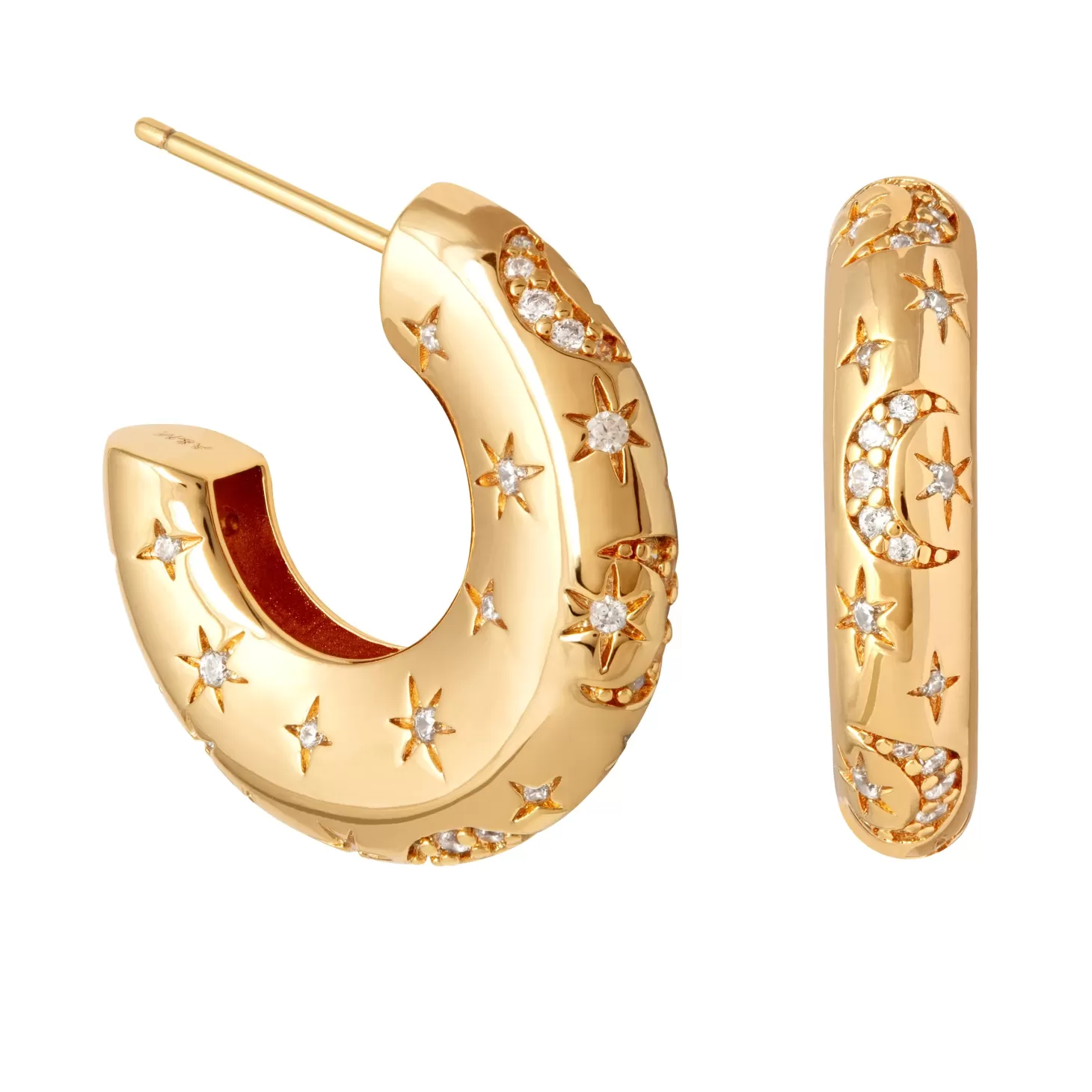 Astrid & Miyu Cosmic Dome Hoops In Gold 18K Gold Plated Online