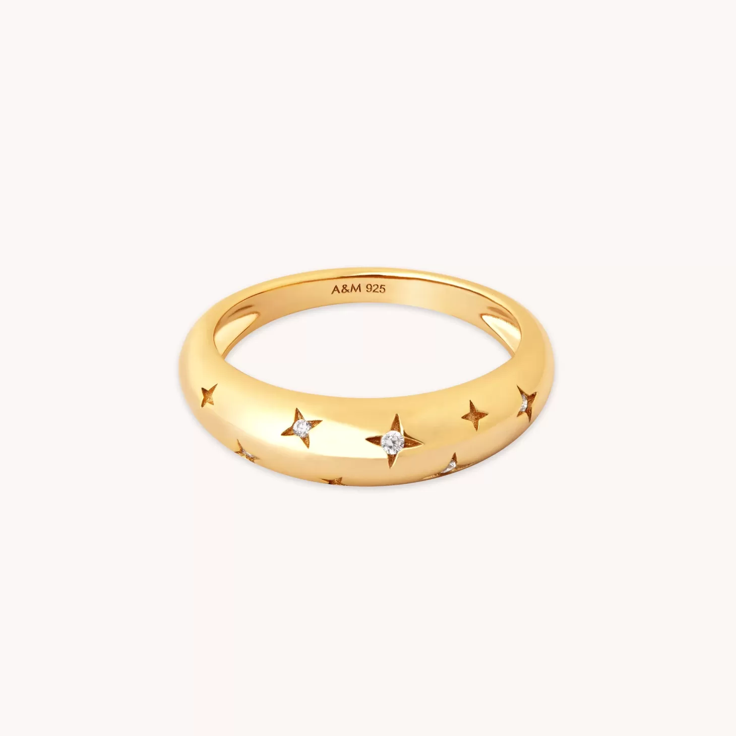 Astrid & Miyu Cosmic Dome Ring In Gold 18K Gold Plated Sterling Silver Cheap