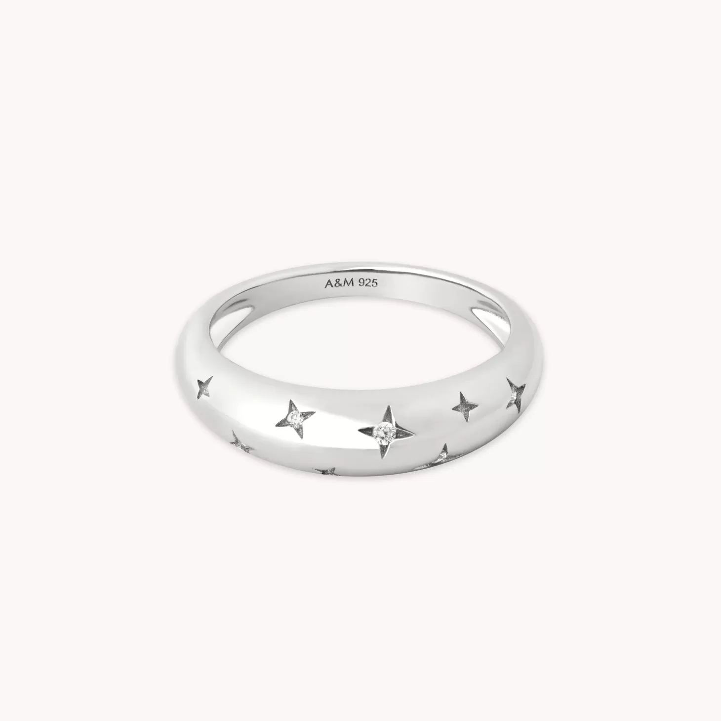 Astrid & Miyu Cosmic Dome Ring In Silver Rhodium Plated Sterling Silver Cheap