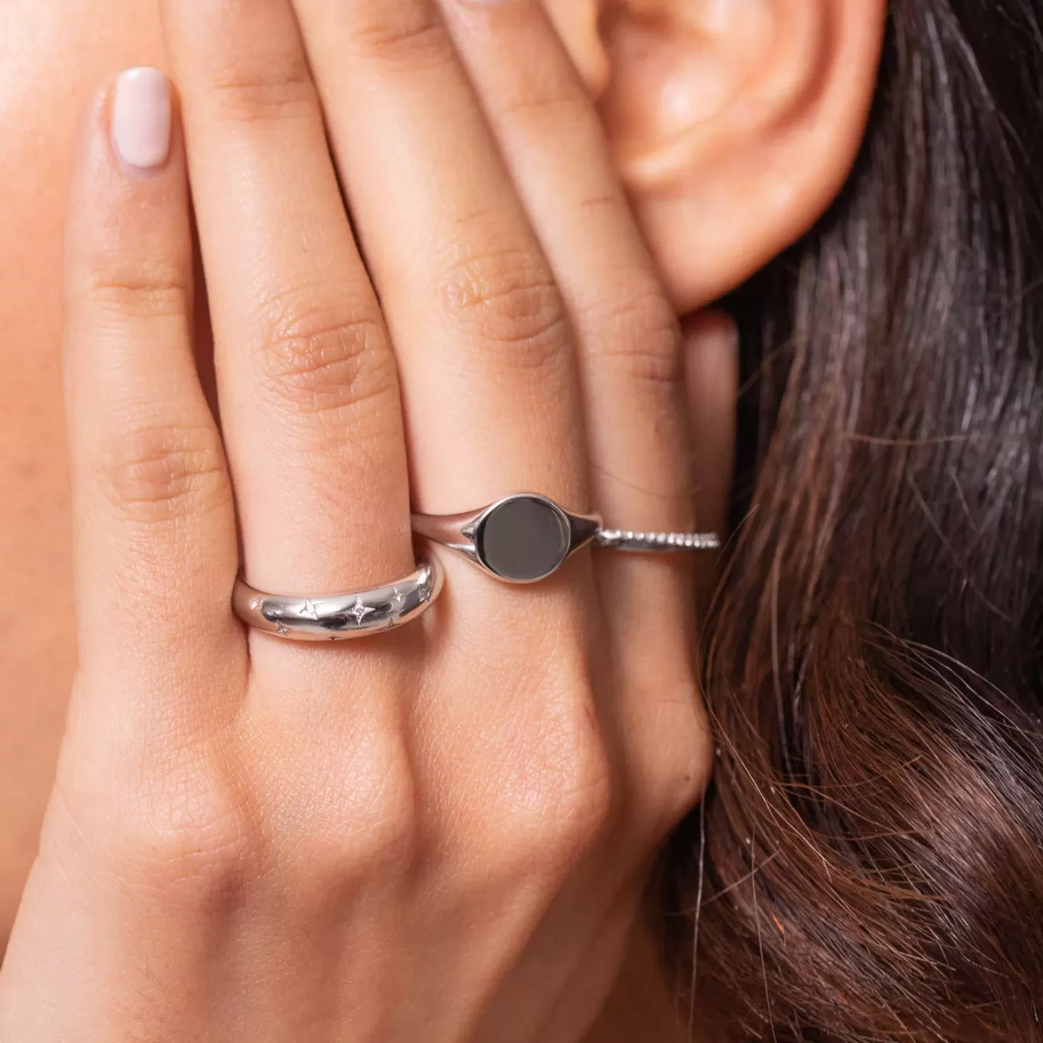 Astrid & Miyu Cosmic Dome Ring In Silver Rhodium Plated Sterling Silver Cheap