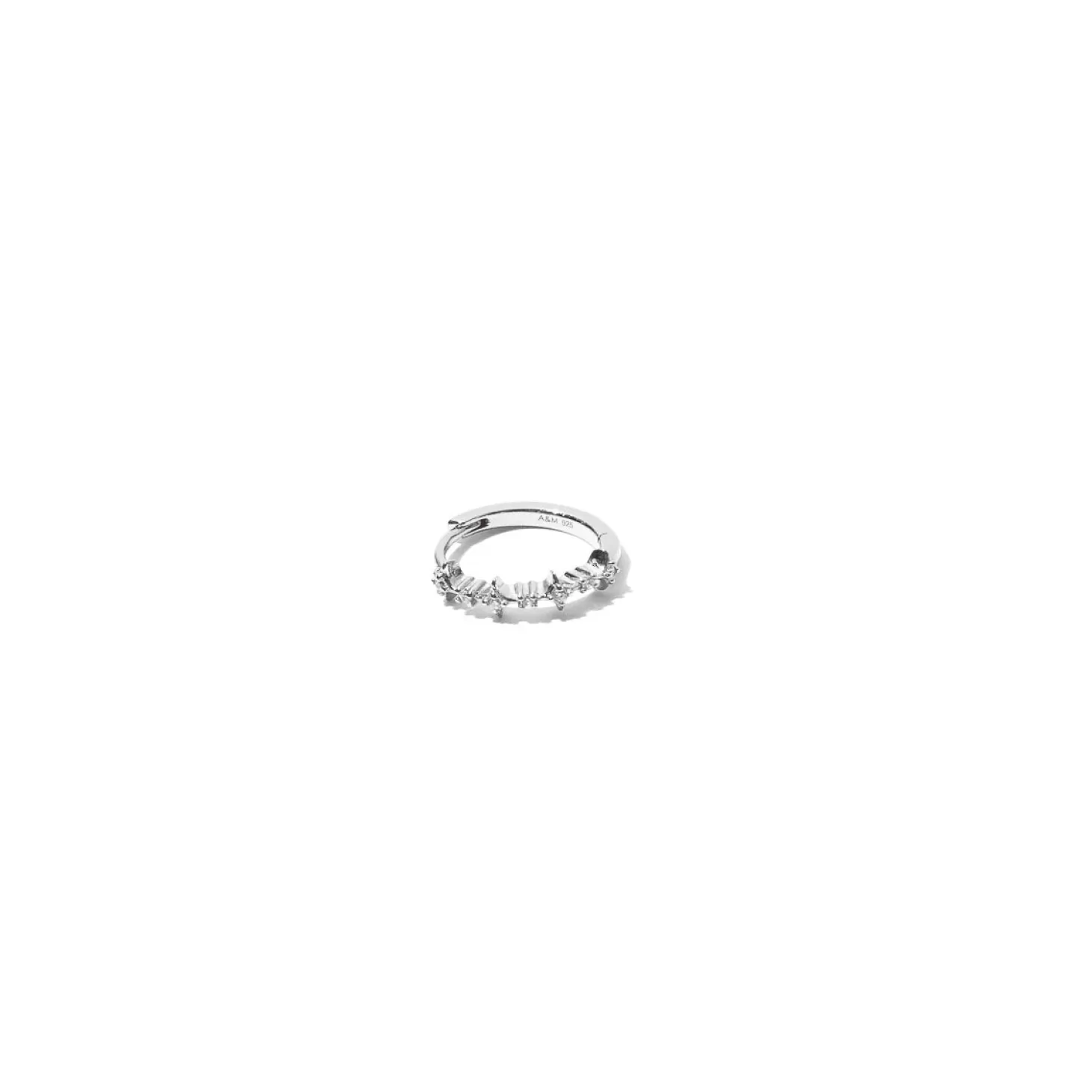 Astrid & Miyu Cosmic Star 11.5Mm Hoop In Silver Rhodium Plated Sterling Silver New