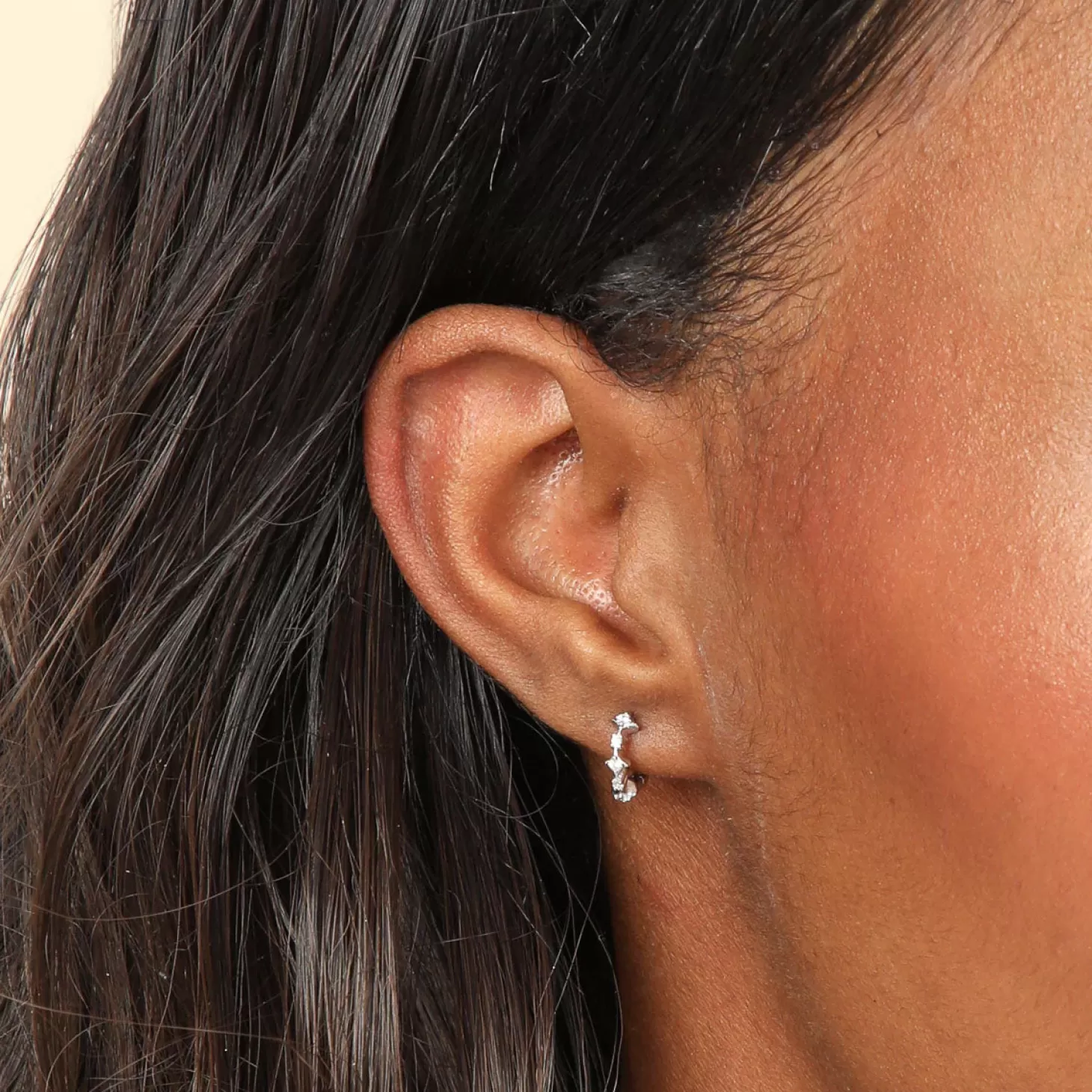 Astrid & Miyu Cosmic Star 6.5Mm Hoop In Silver Rhodium Plated Sterling Silver Clearance