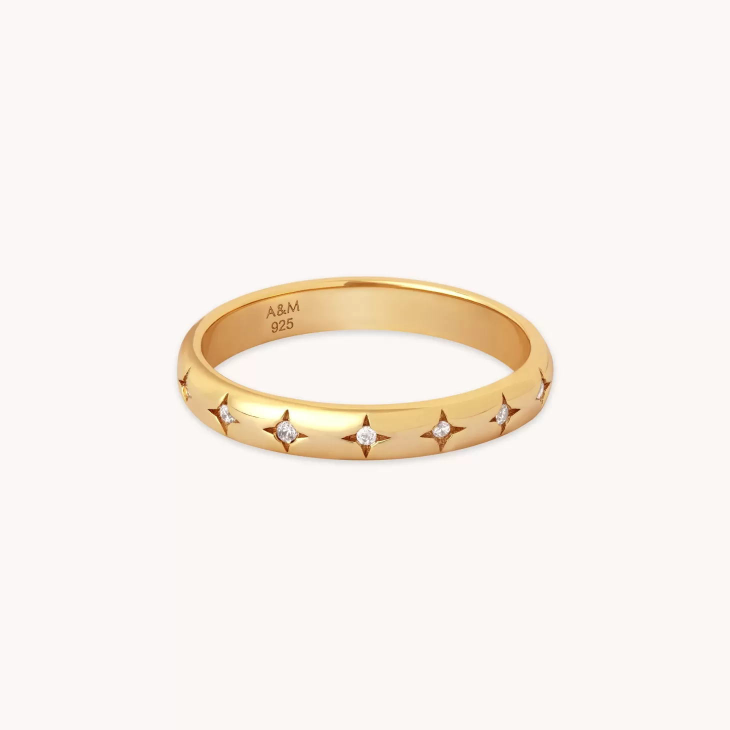 Astrid & Miyu Cosmic Star Band Ring In Gold 18K Gold Plated Sterling Silver Fashion