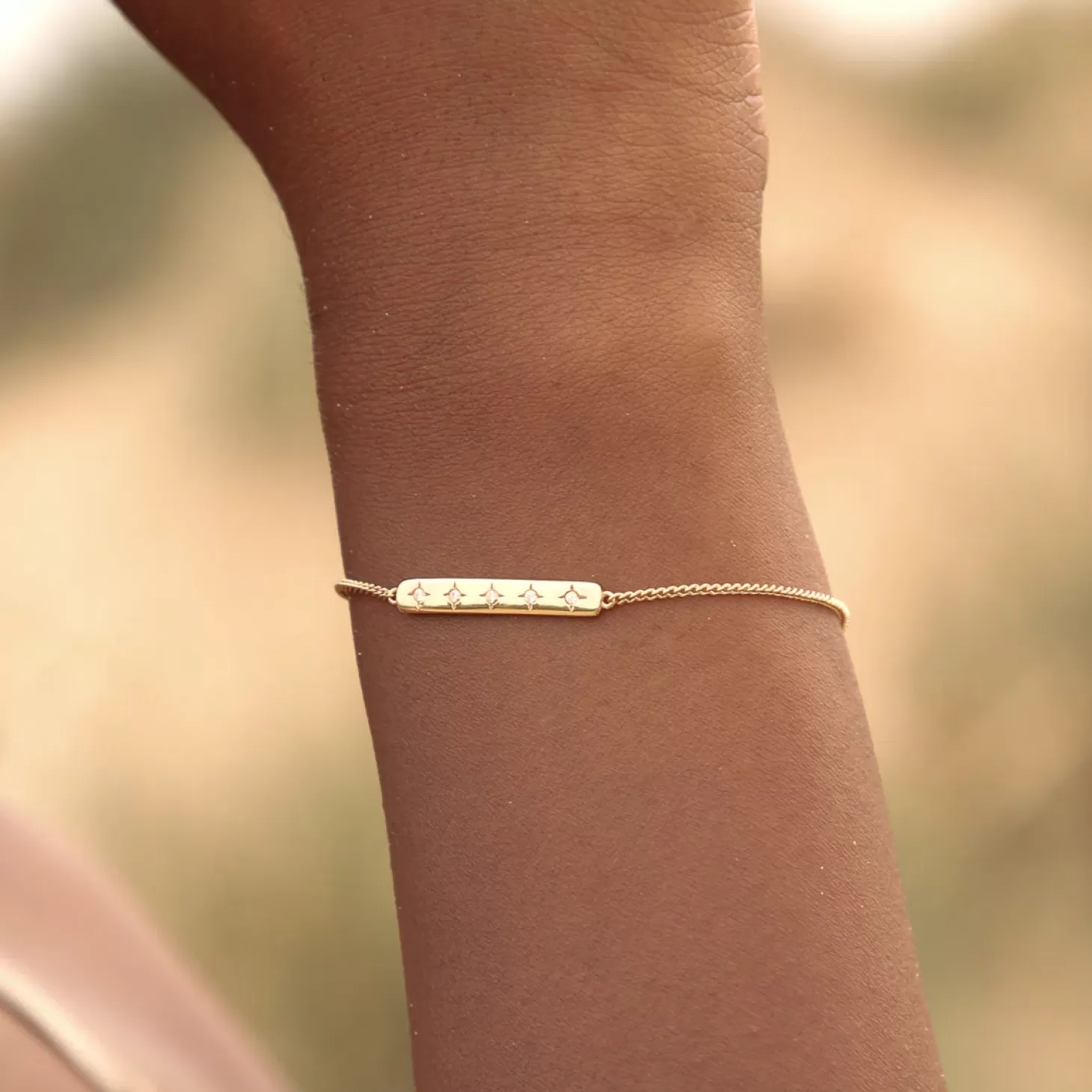 Astrid & Miyu Cosmic Star Bar Bracelet In Gold 18K Gold Plated Sterling Silver Store