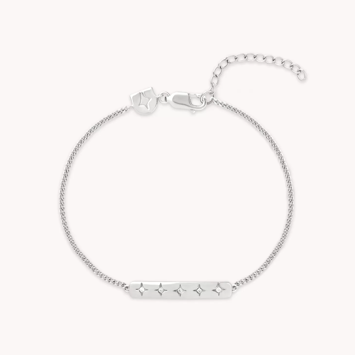 Astrid & Miyu Cosmic Star Bar Bracelet In Silver Rhodium Plated Sterling Silver Hot