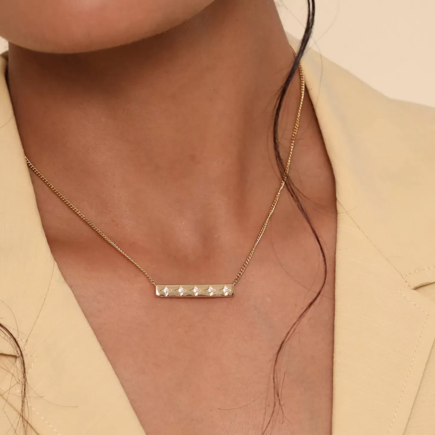 Astrid & Miyu Cosmic Star Bar Necklace In Gold 18K Gold Plated Sterling Silver Online
