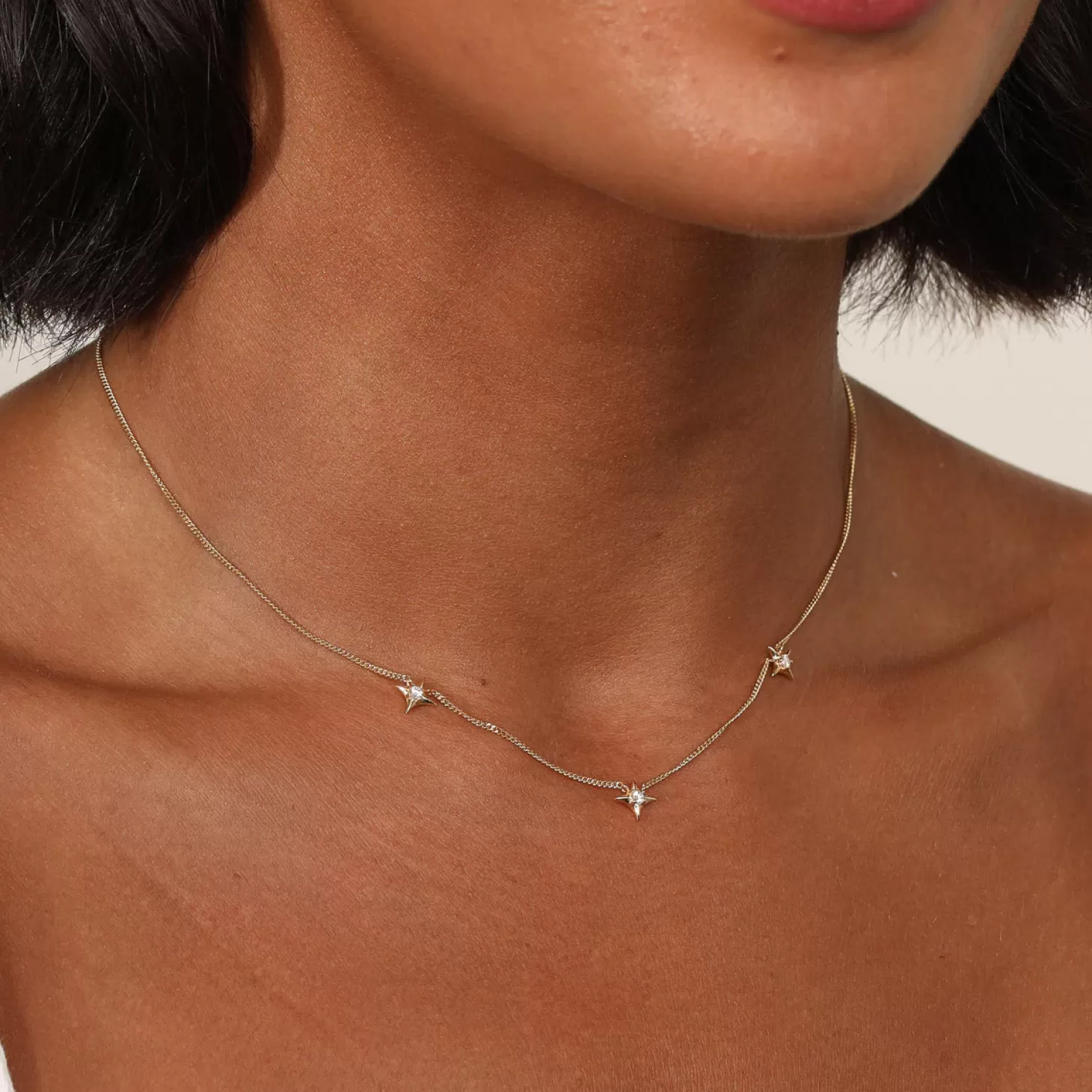Astrid & Miyu Cosmic Star Charm Necklace In Gold 18K Gold Plated Sterling Silver Hot