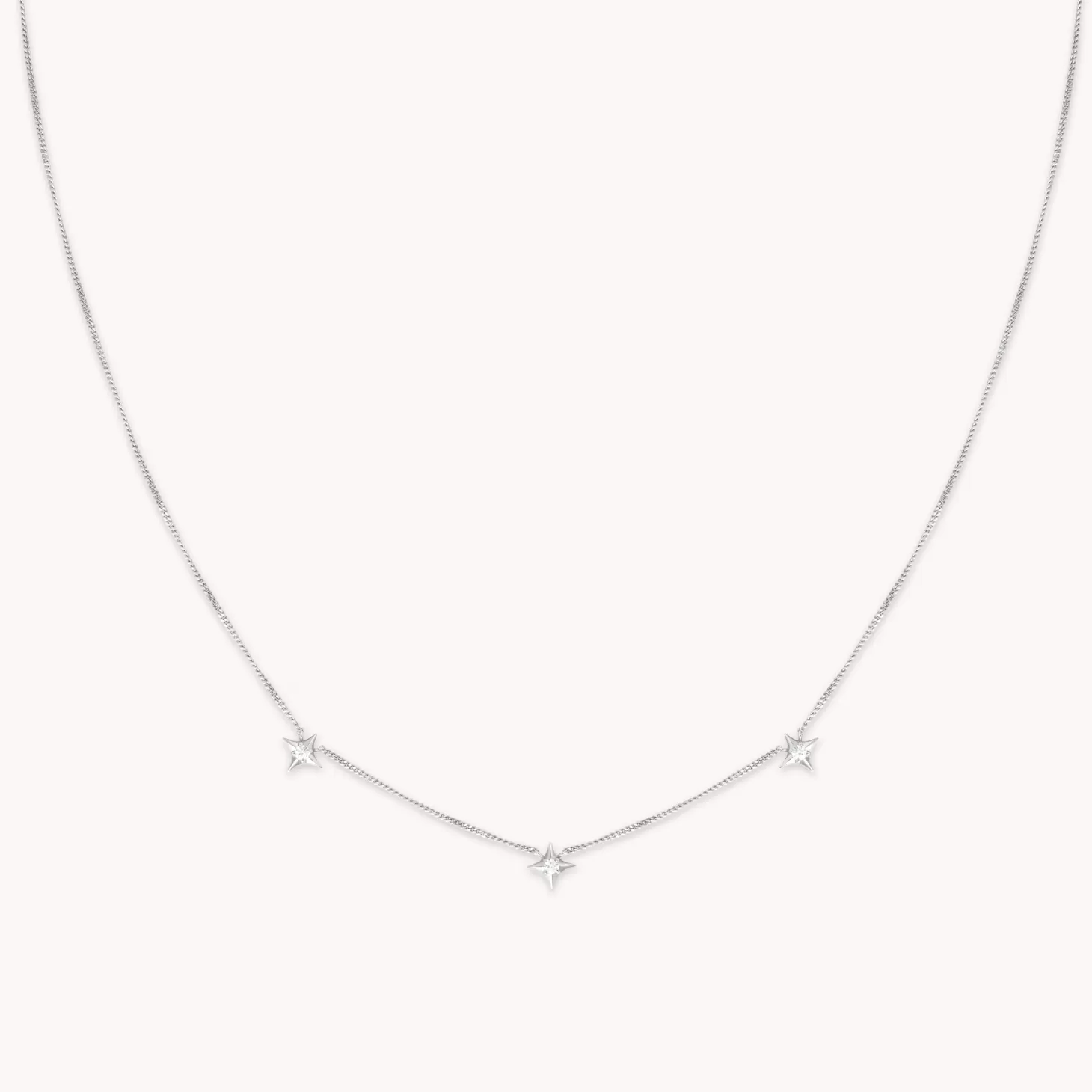 Astrid & Miyu Cosmic Star Charm Necklace In Silver Rhodium Plated Sterling Silver Store
