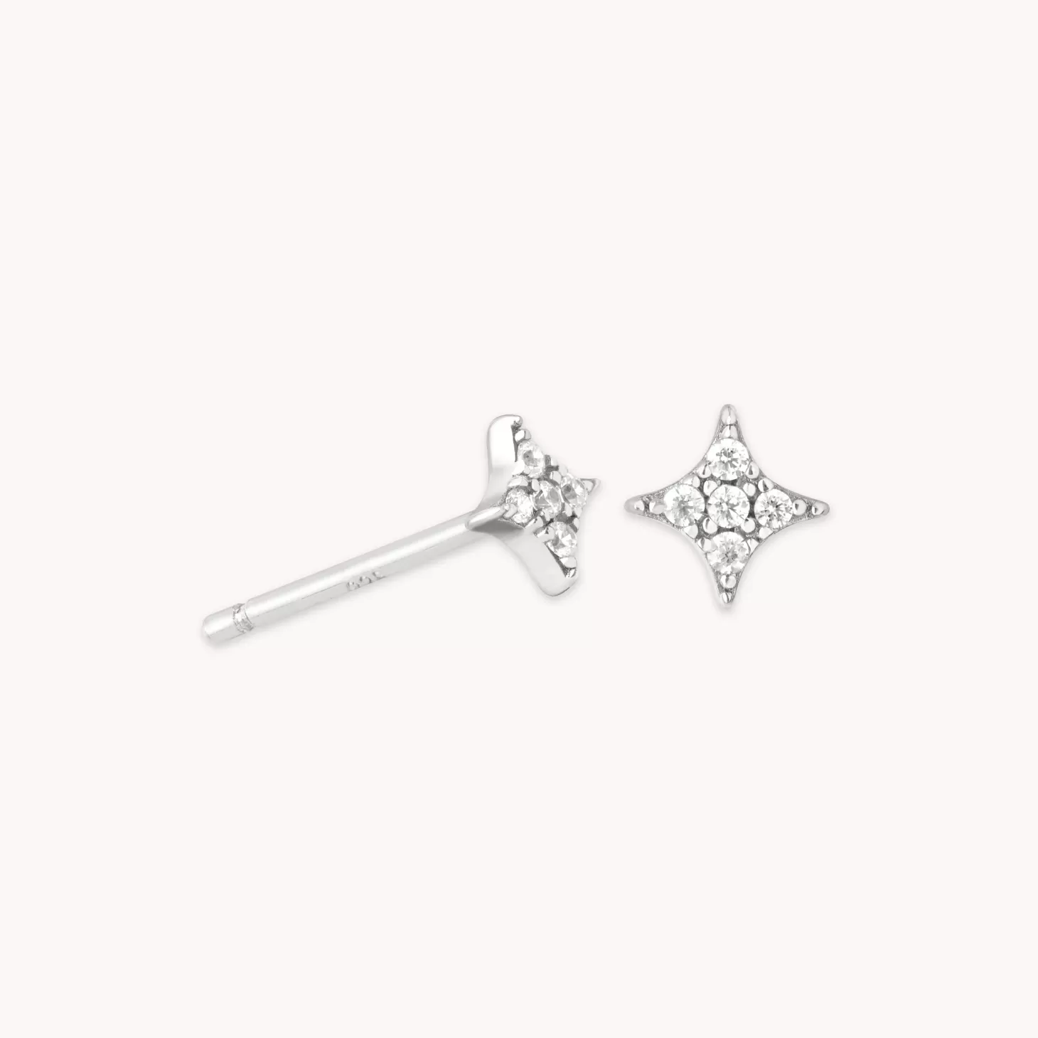 Astrid & Miyu Cosmic Star Crystal Stud Earrings In Silver Rhodium Plated Sterling Silver Fashion