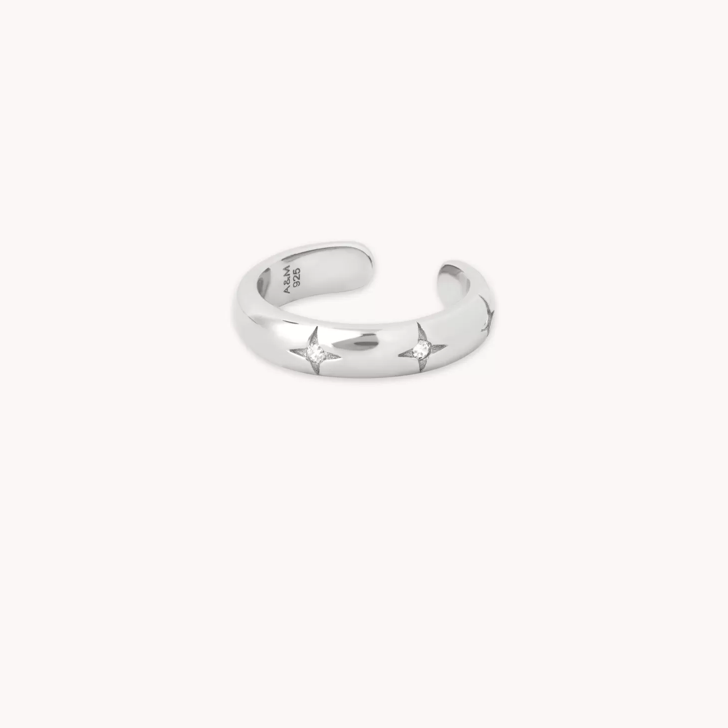 Astrid & Miyu Cosmic Star Ear Cuff In Silver Rhodium Plated Sterling Silver Fashion