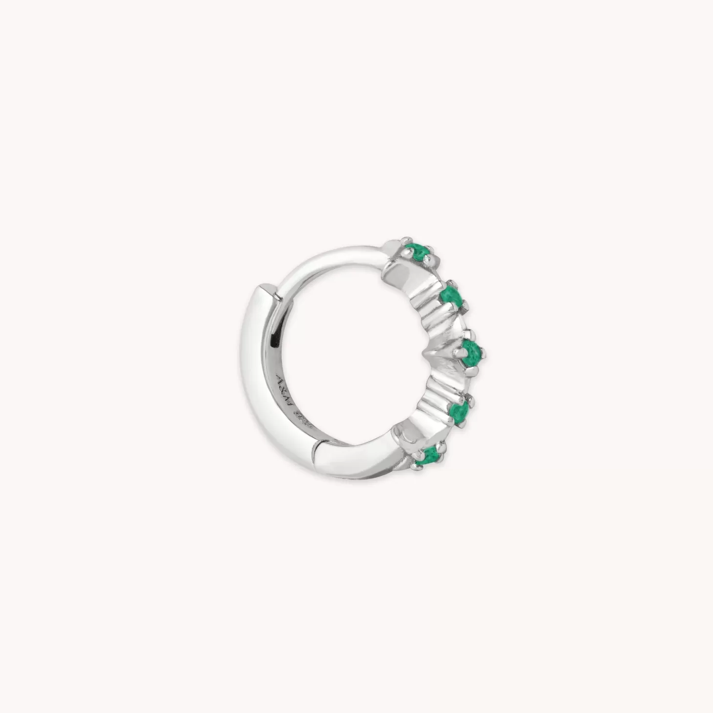 Astrid & Miyu Cosmic Star Emerald Hoop 6.5Mm In Silver Rhodium Plated Sterling Silver Flash Sale