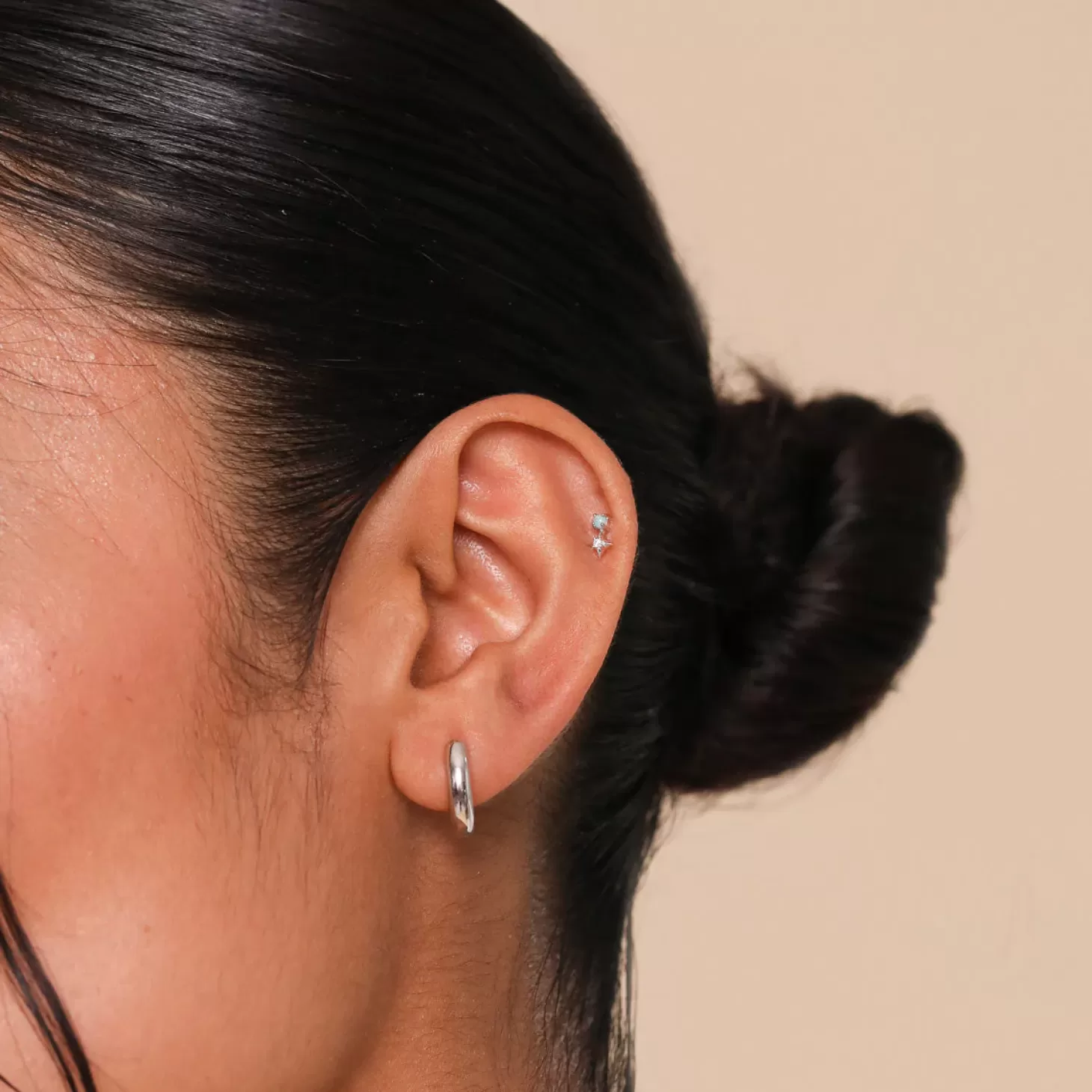 Astrid & Miyu Cosmic Star Opal Barbell In Silver Rhodium Plated Sterling Silver Store