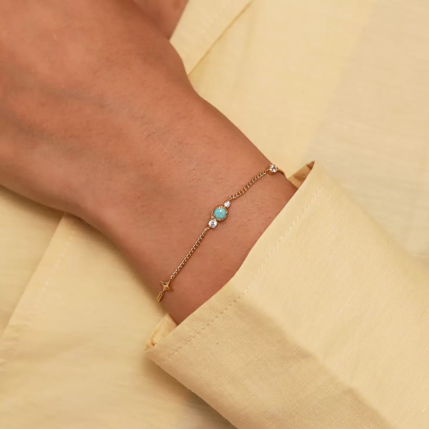 Astrid & Miyu Cosmic Star Opal Bracelet In Gold 18K Gold Plated Sterling Silver Best