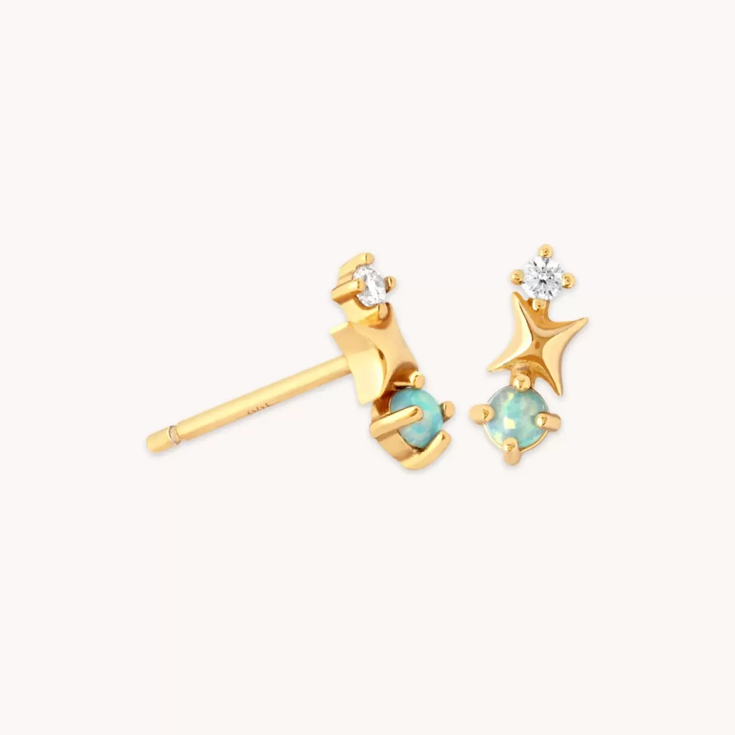 Astrid & Miyu Cosmic Star Opal Stud Earrings In Gold 18K Gold Plated Sterling Silver Store