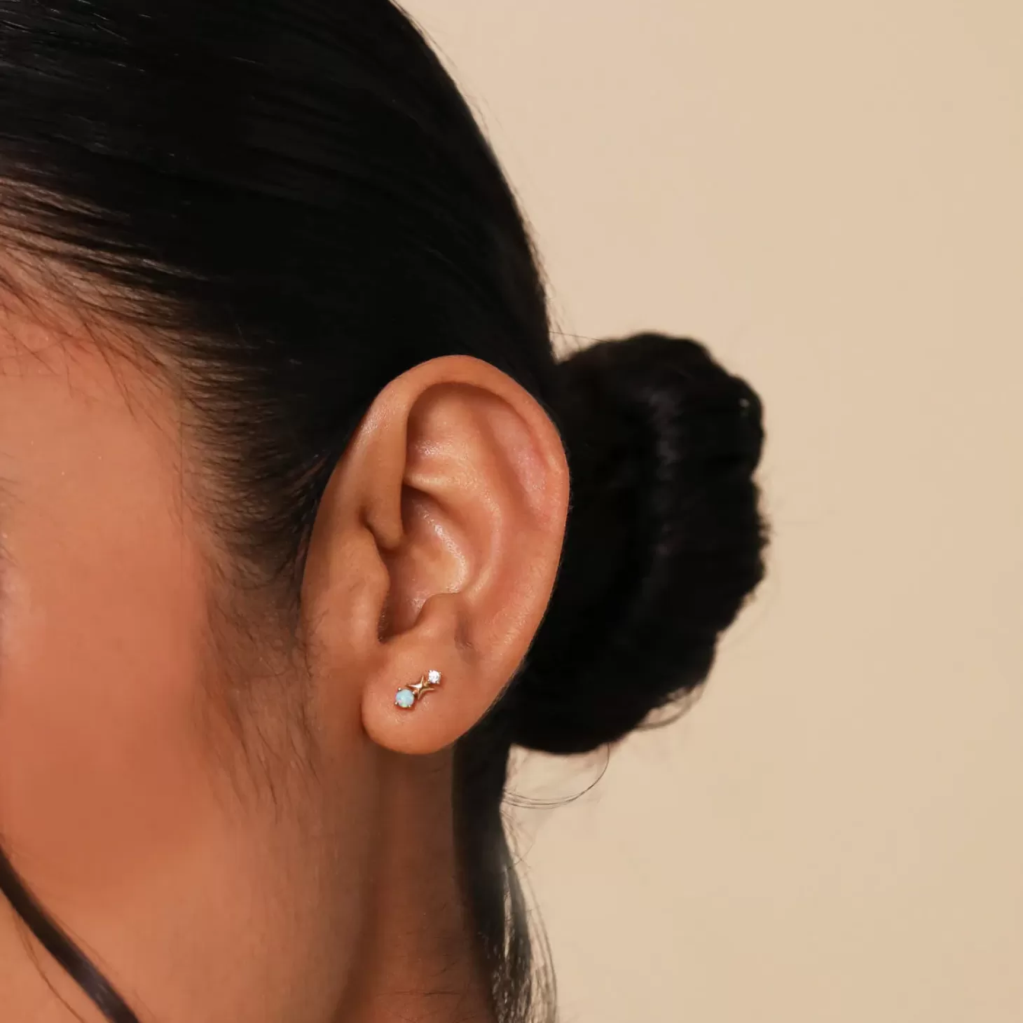Astrid & Miyu Cosmic Star Opal Stud Earrings In Gold 18K Gold Plated Sterling Silver Store