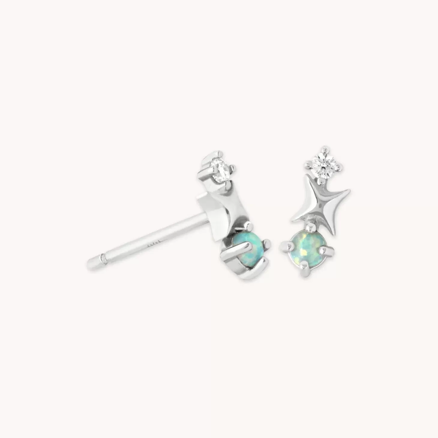 Astrid & Miyu Cosmic Star Opal Stud Earrings In Silver Rhodium Plated Sterling Silver Outlet