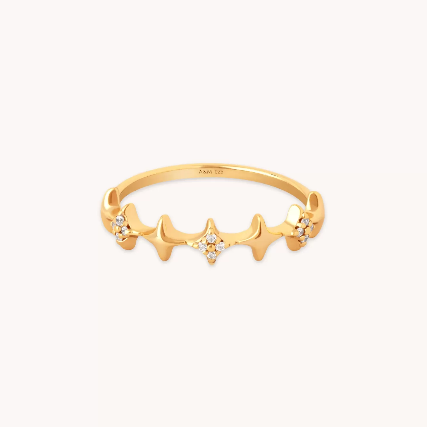 Astrid & Miyu Cosmic Star Stacking Ring In Gold 18K Gold Plated Sterling Silver Clearance