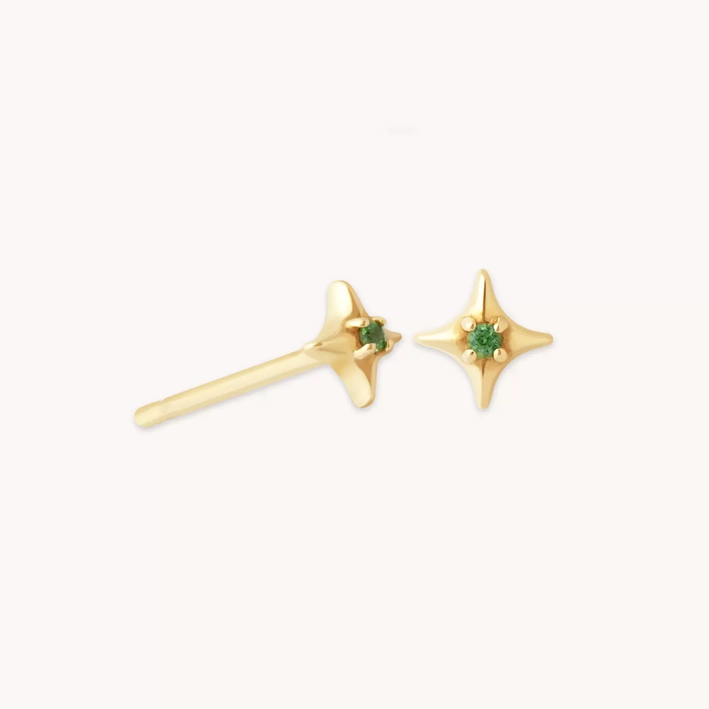 Astrid & Miyu Cosmic Star Tsavorite Stud Earrings In Solid Gold 14K Gold Outlet