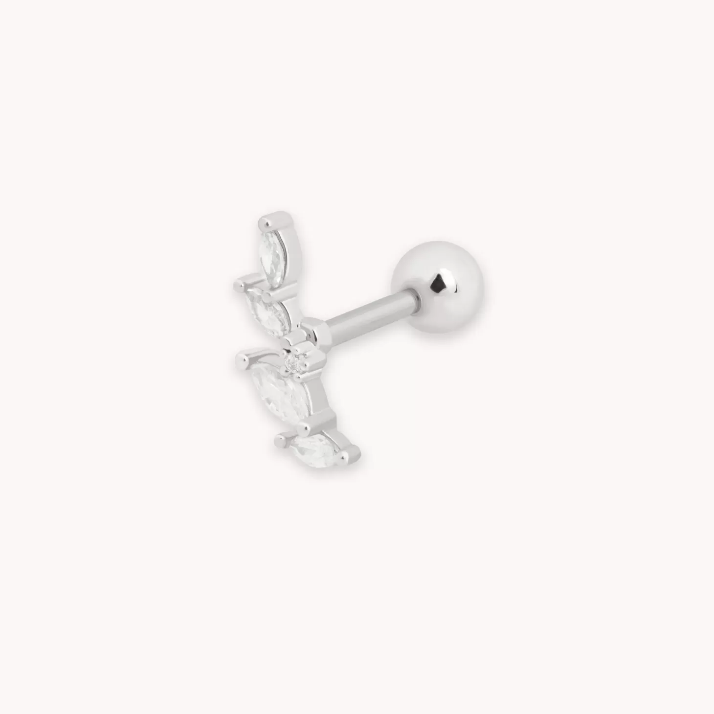 Astrid & Miyu Crystal Barbell In Silver Rhodium Plated Sterling Silver Hot