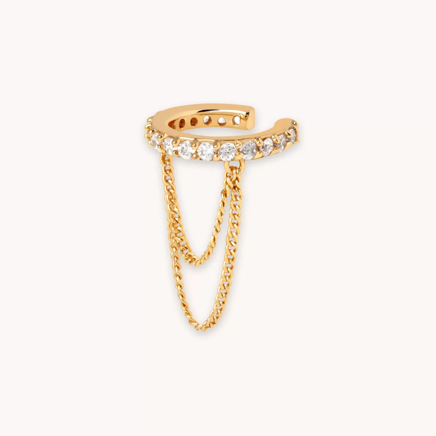 Astrid & Miyu Crystal Chain Ear Cuff In Gold 18K Gold Plated Sterling Silver Hot