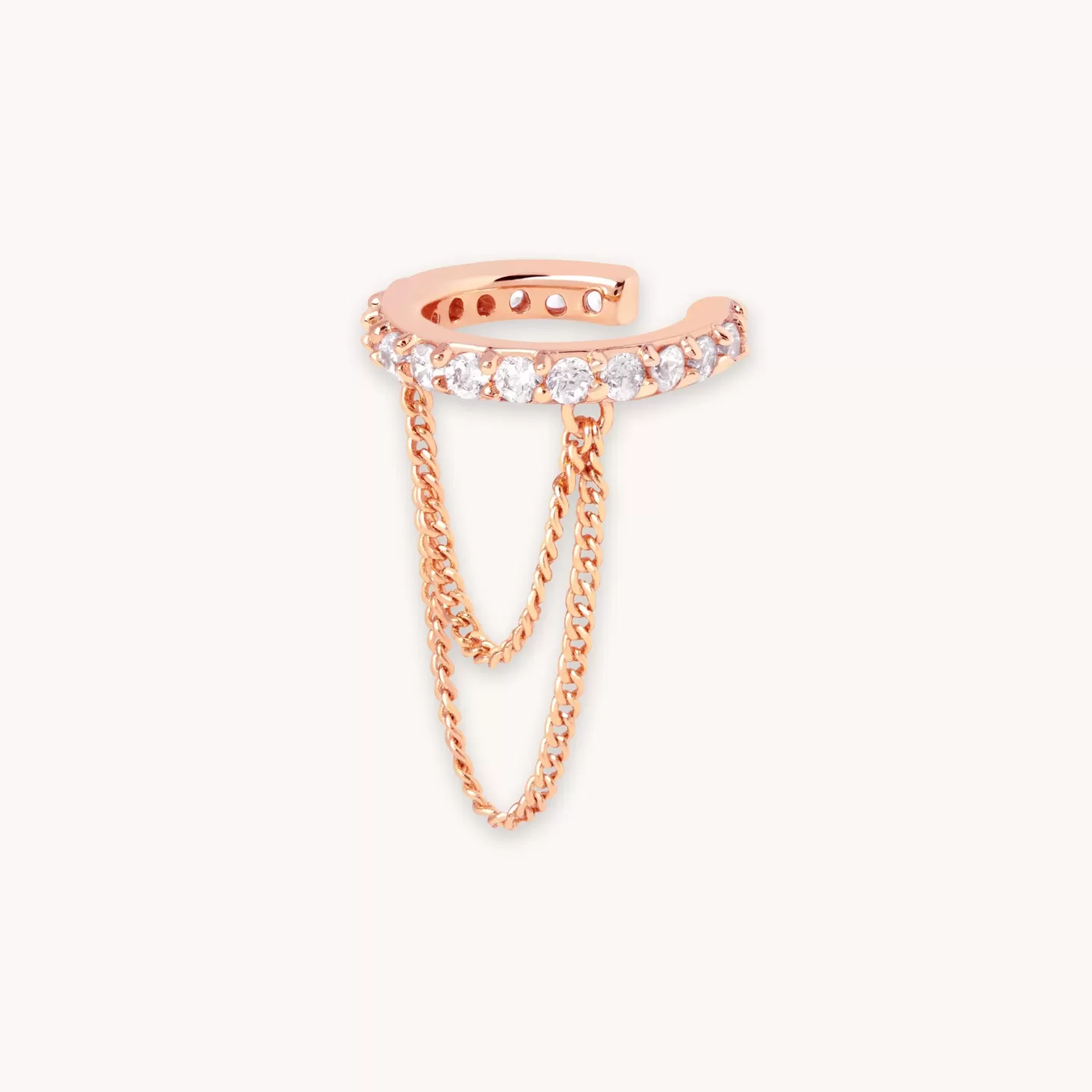 Astrid & Miyu Crystal Chain Ear Cuff In Rose Gold 18K Rose Gold Plated Sterling Silver Outlet