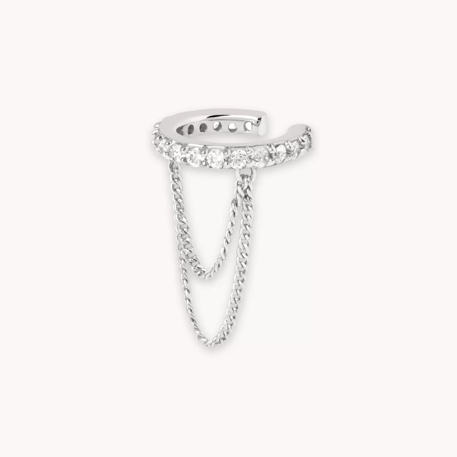 Astrid & Miyu Crystal Chain Ear Cuff In Silver Rhodium Plated Sterling Silver Cheap